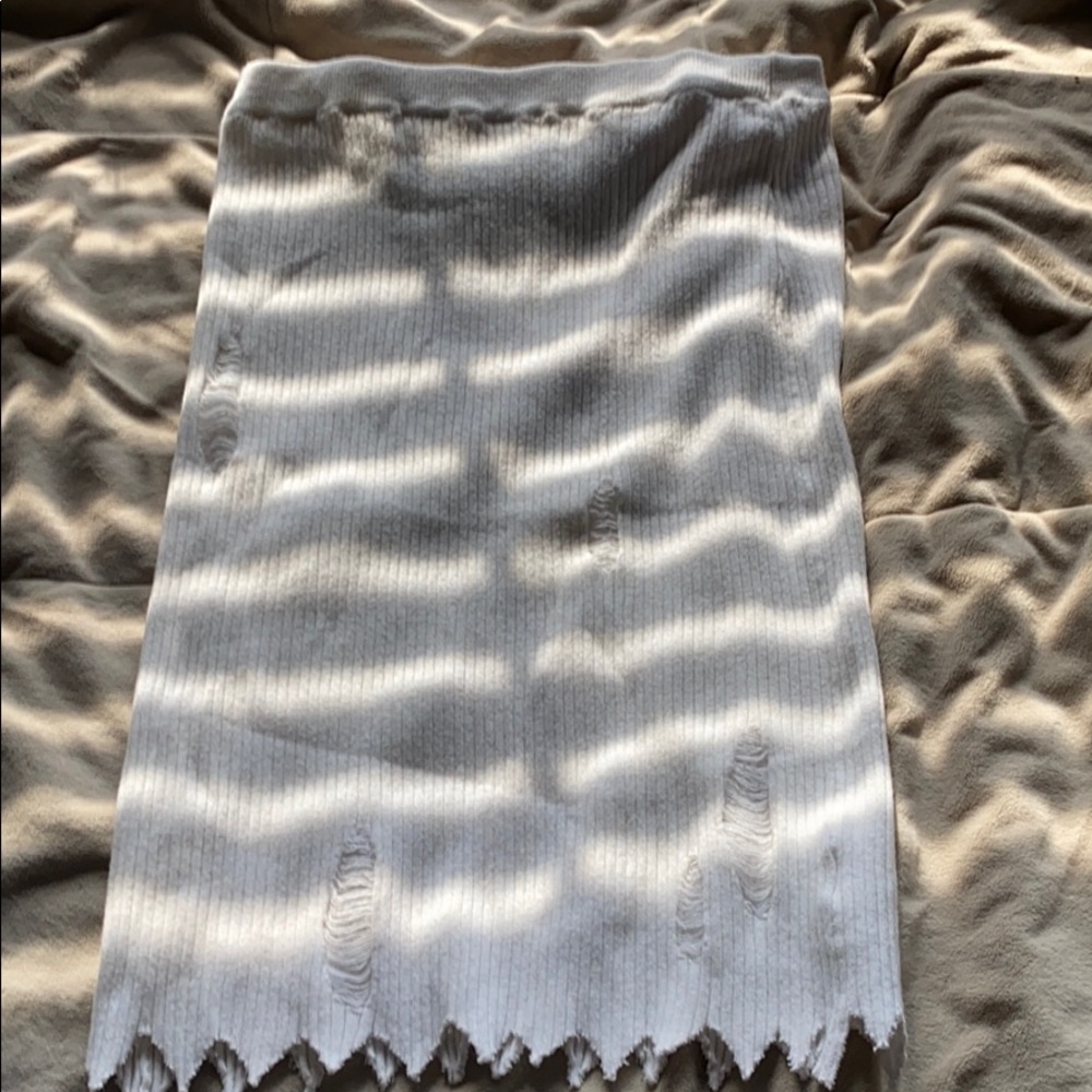 Distressed, white skirt